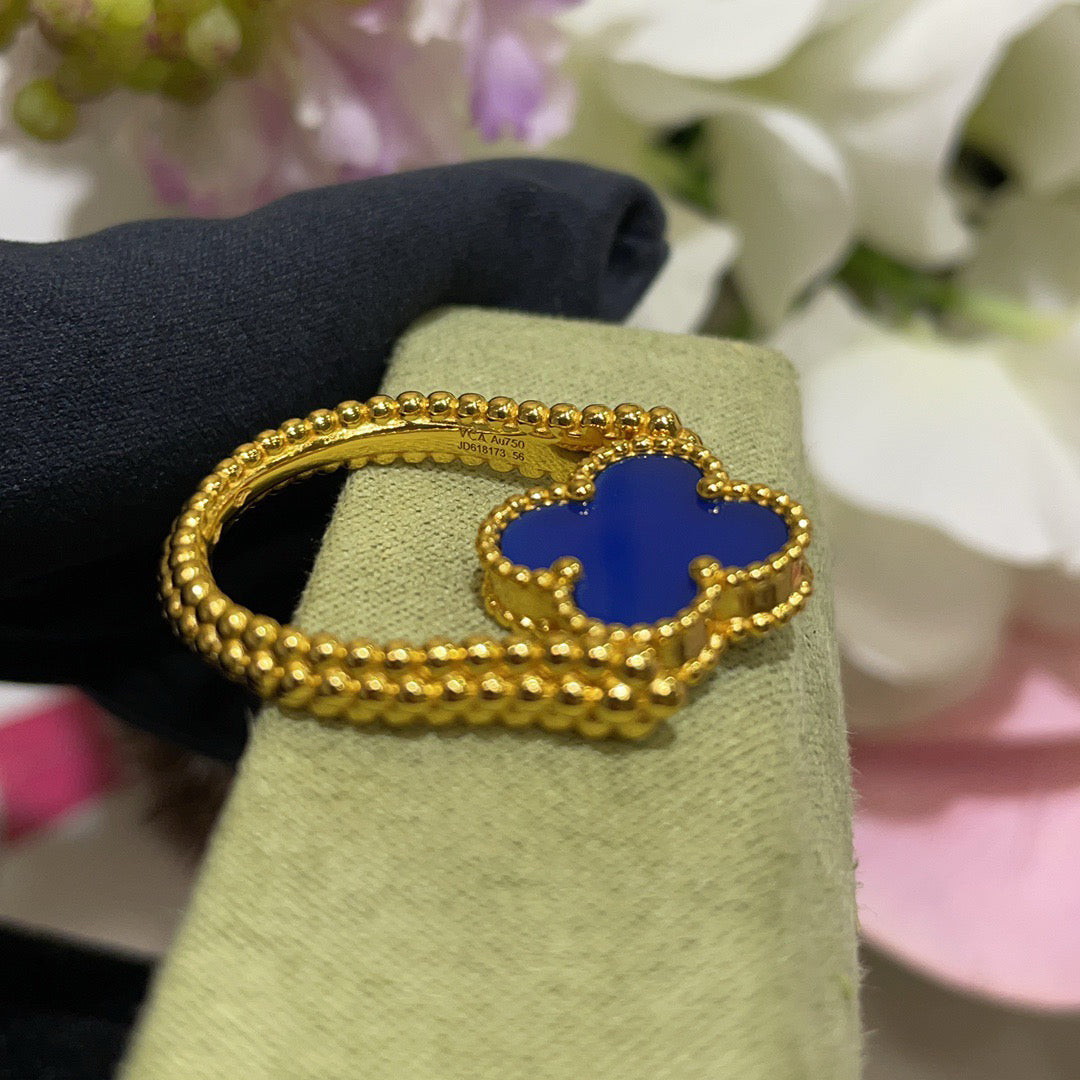 [Bling Jewelrys ]CLOVER RIVERSIBLE BLUE AGATE RING