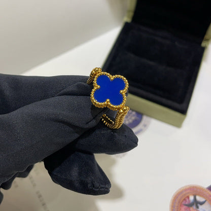 [Bling Jewelrys ]CLOVER RIVERSIBLE BLUE AGATE RING
