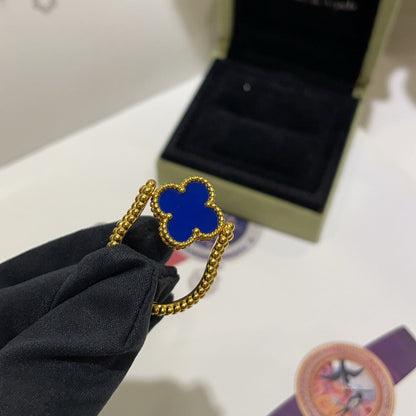 [Bling Jewelrys ]CLOVER RIVERSIBLE BLUE AGATE RING