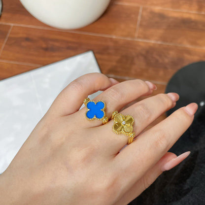 [Bling Jewelrys ]CLOVER RIVERSIBLE BLUE AGATE RING