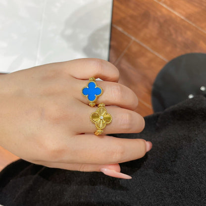 [Bling Jewelrys ]CLOVER RIVERSIBLE BLUE AGATE RING