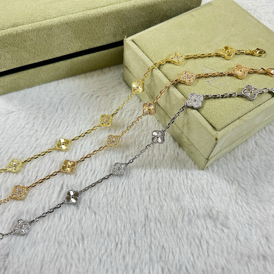 [Bling Jewelrys ]CLOVER 6 MOTIF DIAMOND LASER BRACELET