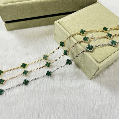 [Bling Jewelrys ]CLOVER 6 MOTIF MALACHITE BRACELET