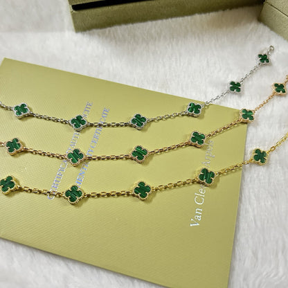 [Bling Jewelrys ]CLOVER 6 MOTIF MALACHITE BRACELET