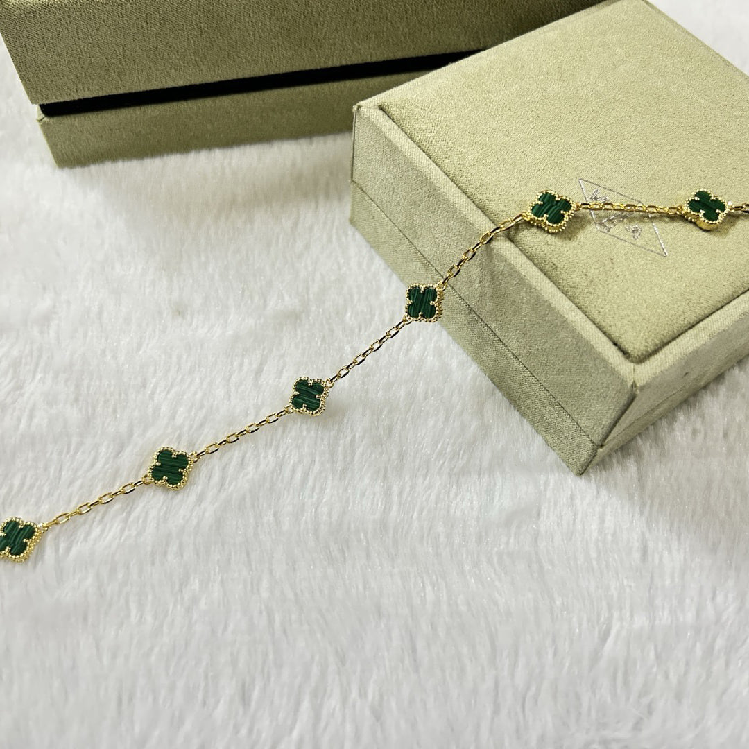 [Bling Jewelrys ]CLOVER 6 MOTIF MALACHITE BRACELET