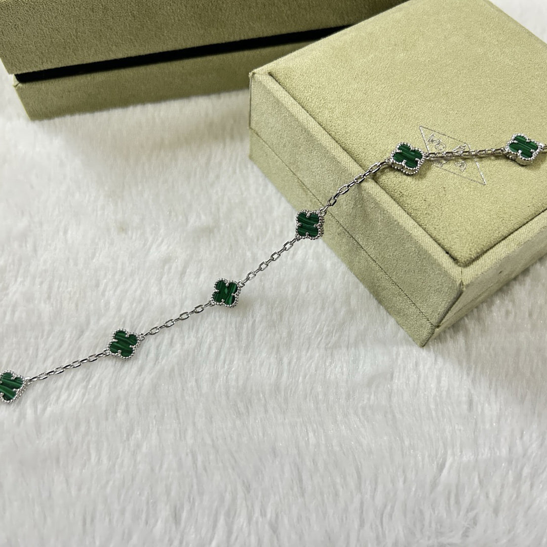 [Bling Jewelrys ]CLOVER 6 MOTIF MALACHITE BRACELET