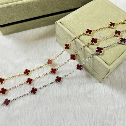 [Bling Jewelrys ]CLOVER 6 MOTIF RED AGATE BRACELET