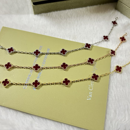 [Bling Jewelrys ]CLOVER 6 MOTIF RED AGATE BRACELET