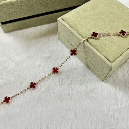 [Bling Jewelrys ]CLOVER 6 MOTIF RED AGATE BRACELET