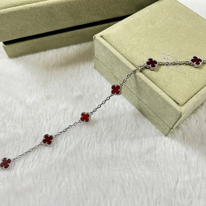 [Bling Jewelrys ]CLOVER 6 MOTIF RED AGATE BRACELET