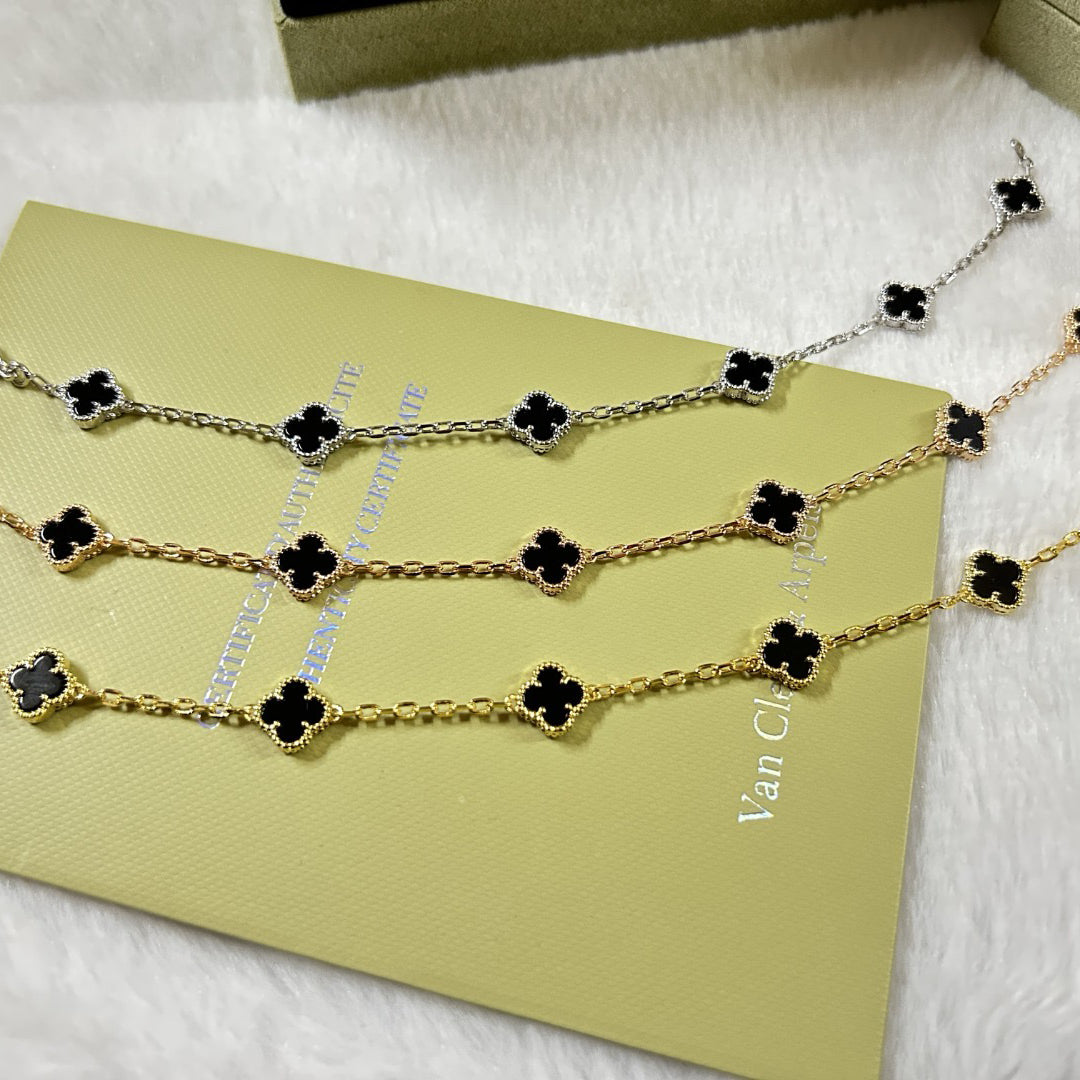 [Bling Jewelrys ]CLOVER 6 MOTIF  ONYXS BRACELET