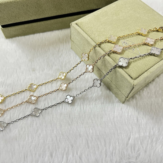 [Bling Jewelrys ]CLOVER 6 MOTIF WHITE MOP BRACELET