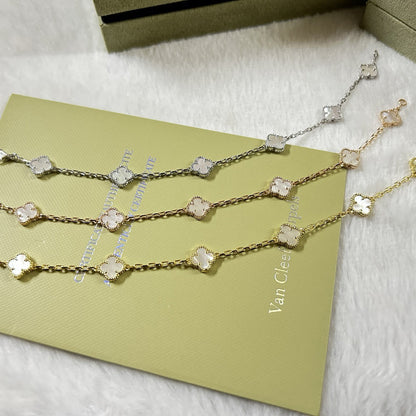 [Bling Jewelrys ]CLOVER 6 MOTIF WHITE MOP BRACELET