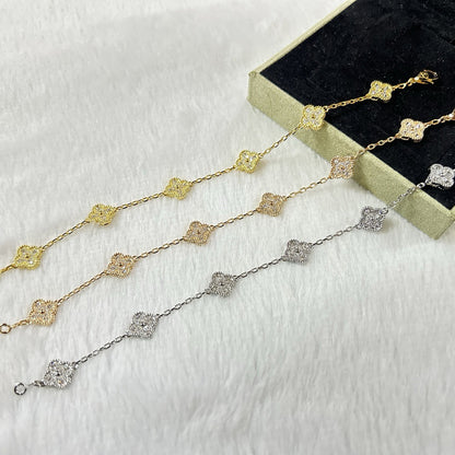 [Bling Jewelrys ]CLOVER 6 MOTIF DIAMOND BRACELET