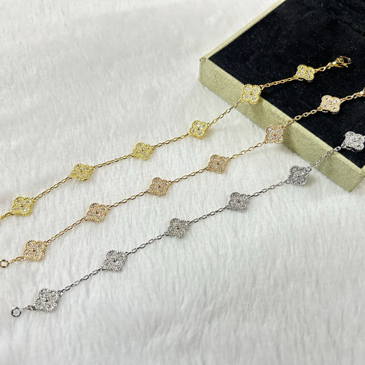 [Bling Jewelrys ]CLOVER 6 MOTIF DIAMOND BRACELET