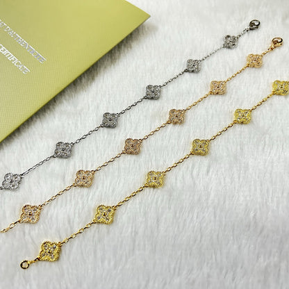 [Bling Jewelrys ]CLOVER 6 MOTIF DIAMOND BRACELET