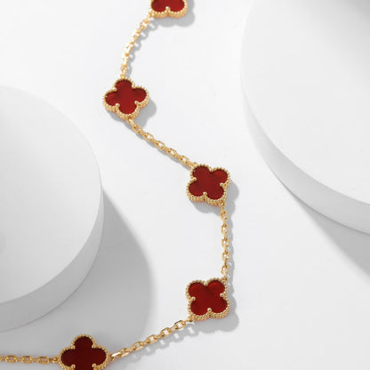 [Bling Jewelrys ]CLOVER 10 MOTIFS CARNELIAN NECKLACE