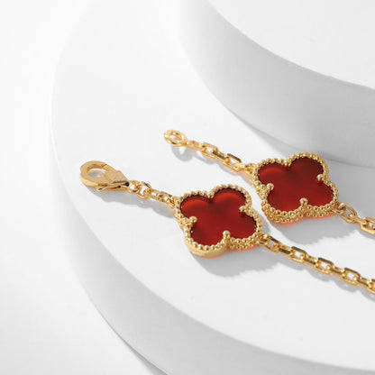 [Bling Jewelrys ]CLOVER 10 MOTIFS CARNELIAN NECKLACE