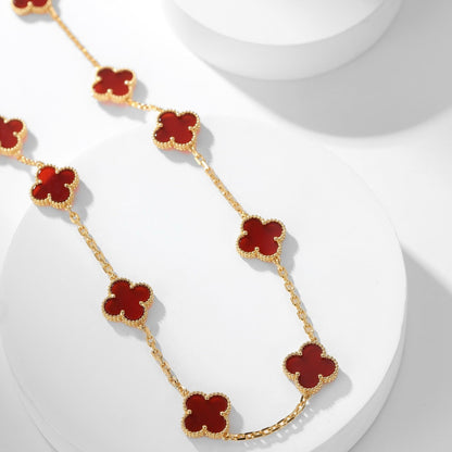 [Bling Jewelrys ]CLOVER 10 MOTIFS CARNELIAN NECKLACE