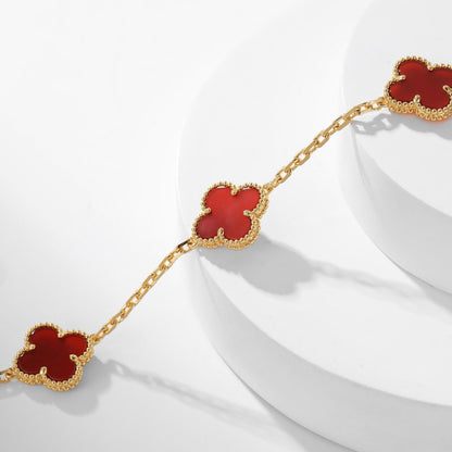 [Bling Jewelrys ]CLOVER 10 MOTIFS CARNELIAN NECKLACE