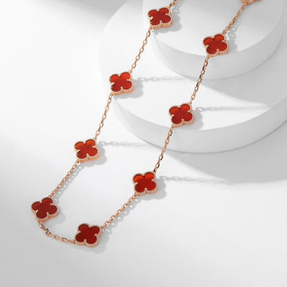 [Bling Jewelrys ]CLOVER 10 MOTIFS CARNELIAN NECKLACE