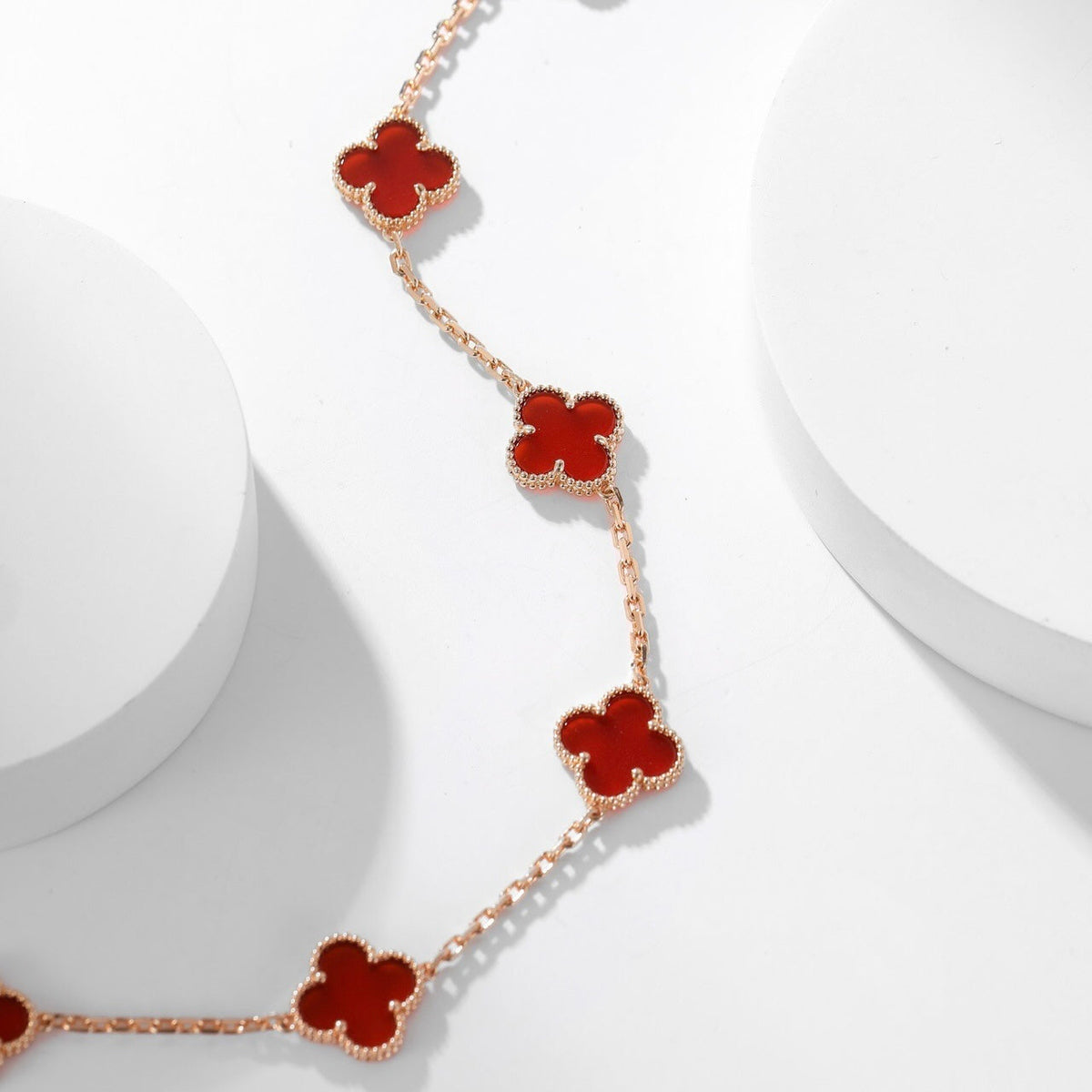 [Bling Jewelrys ]CLOVER 10 MOTIFS CARNELIAN NECKLACE