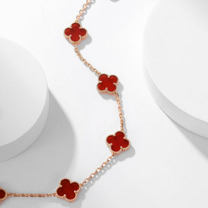 [Bling Jewelrys ]CLOVER 10 MOTIFS CARNELIAN NECKLACE