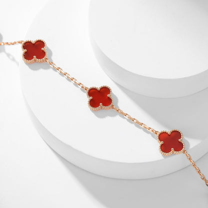 [Bling Jewelrys ]CLOVER 10 MOTIFS CARNELIAN NECKLACE