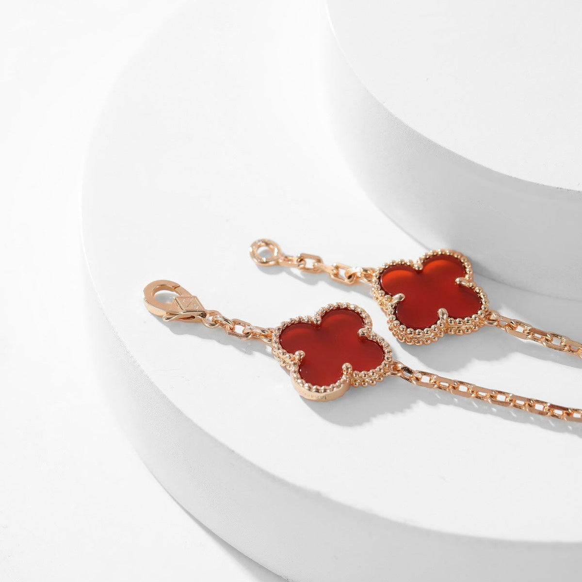 [Bling Jewelrys ]CLOVER 10 MOTIFS CARNELIAN NECKLACE