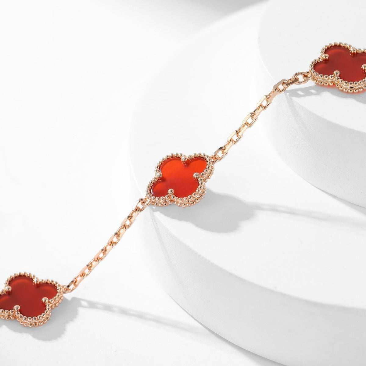 [Bling Jewelrys ]CLOVER 10 MOTIFS CARNELIAN NECKLACE