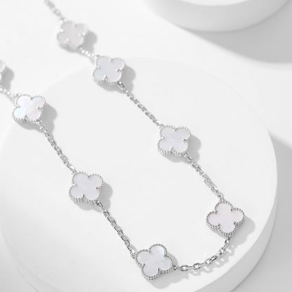 [Bling Jewelrys ]CLOVER 10 MOTIFS WHITE MOTHER OF PEARL NECKLACE