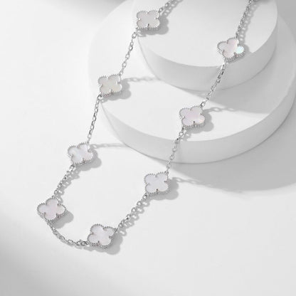 [Bling Jewelrys ]CLOVER 10 MOTIFS WHITE MOTHER OF PEARL NECKLACE