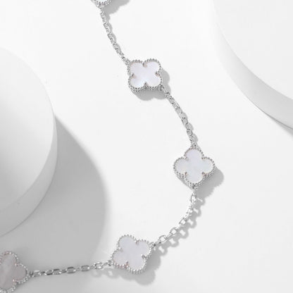 [Bling Jewelrys ]CLOVER 10 MOTIFS WHITE MOTHER OF PEARL NECKLACE