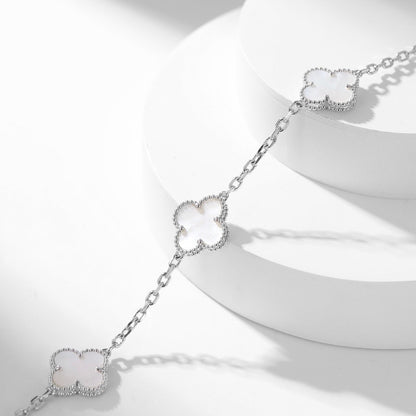 [Bling Jewelrys ]CLOVER 10 MOTIFS WHITE MOTHER OF PEARL NECKLACE