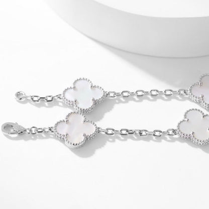 [Bling Jewelrys ]CLOVER 10 MOTIFS WHITE MOTHER OF PEARL NECKLACE
