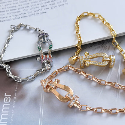 [Bling Jewelrys ]FORCE LARGE HORSESHOE CLASP  METAL BRACELET
