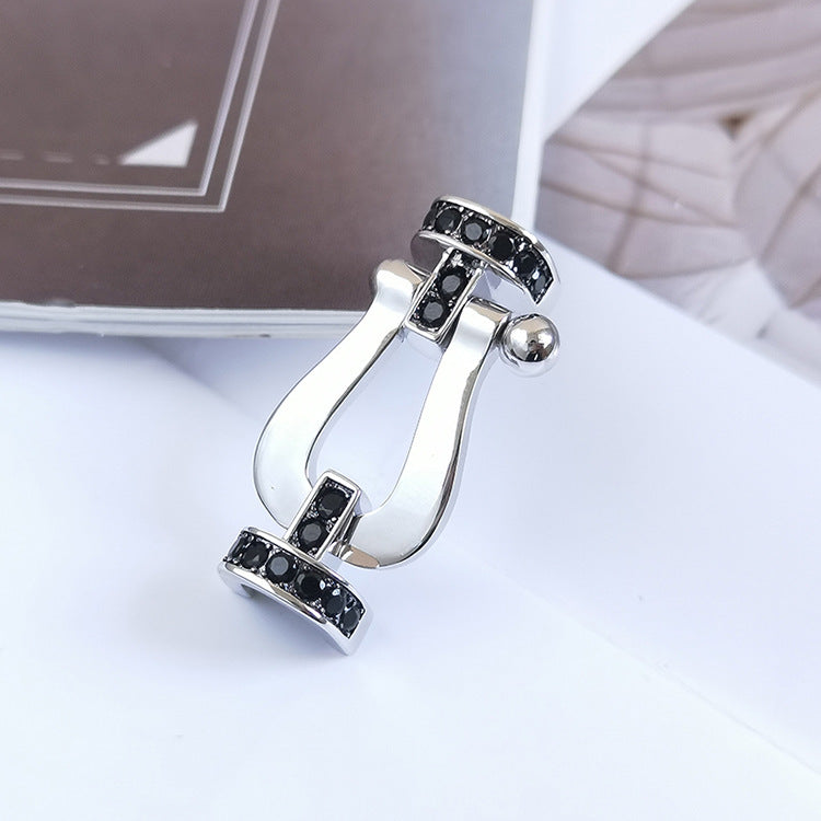 [Bling Jewelrys ]FORCE LARGE HORSESHOE BLACK DIAMOND BRACELET SILVER