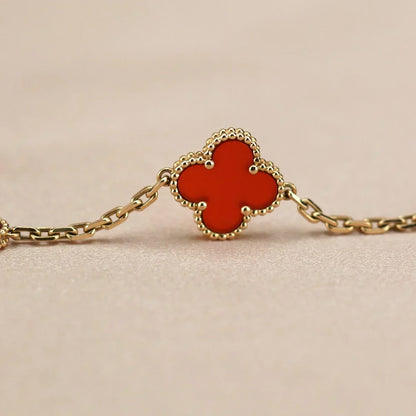 [Bling Jewelrys ] CLOVER 5 MOTIF RED CORNELIAN BRACELET COLLECTION