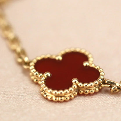 [Bling Jewelrys ] CLOVER 5 MOTIF RED CORNELIAN BRACELET COLLECTION