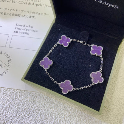 [Bling Jewelrys ]CLOVER  5 MOTIFS  PURPLE VIOLET BRACELET