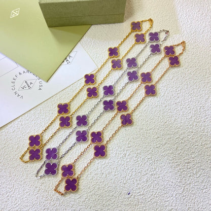 [Bling Jewelrys ]KLEEBLATT 10 MOTIVE LILA VIOLETT HALSKETTE
