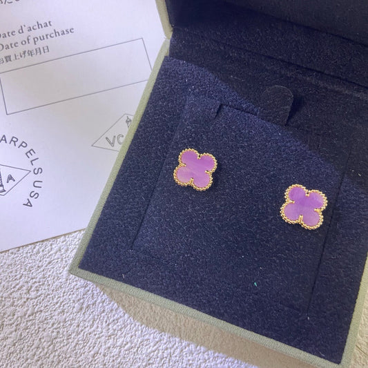 [Bling Jewelrys ]CLOVER MINI 9.5MM  PURPLE VIOLET EARRINGS