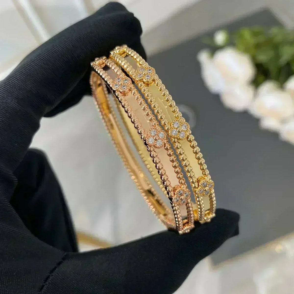 [Bling Jewelrys ]CLOVER BRACELET 4MM DIAMONDS