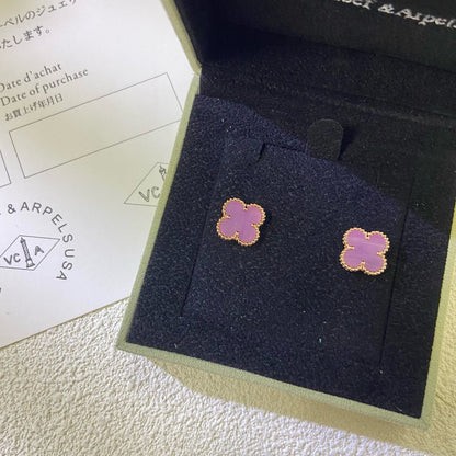 [Bling Jewelrys ]CLOVER MINI 9.5MM  PURPLE VIOLET EARRINGS