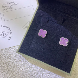[Bling Jewelrys ]CLOVER MINI 9.5MM  PURPLE VIOLET EARRINGS