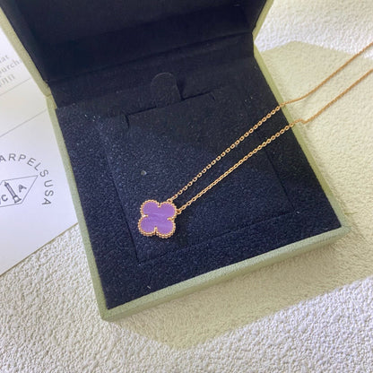 [Bling Jewelrys] KLEEBLATT 15MM LILA VIOLETT HALSKETTE
