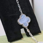 [Bling Jewelrys ] CLOVER 5 MOTIF PURPLE CHALCEDONY BRACELET COLLECTION
