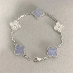 [Bling Jewelrys ] CLOVER 5 MOTIF PURPLE CHALCEDONY BRACELET COLLECTION