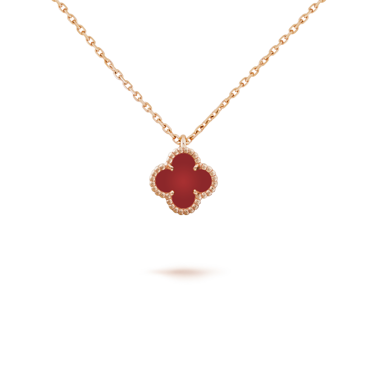 [Bling Jewelrys ]CLOVER MINI 9.5MM WHITE CARNELIANS NECKLACE