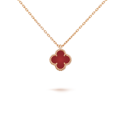 [Bling Jewelrys ]CLOVER MINI 9.5MM WHITE CARNELIANS NECKLACE